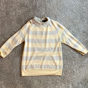 J crew 100% wool Peter Pan collar striped sweater, size XS.